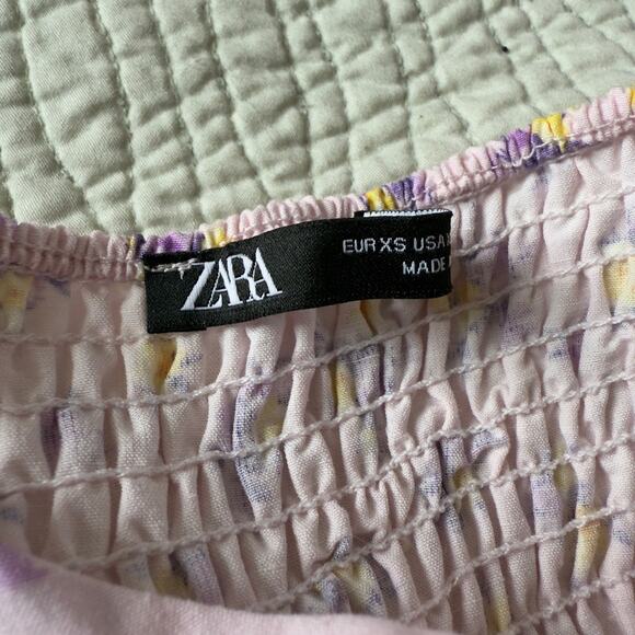 Zara Floral Bustier Corset Top Pink Spaghetti Strap Cropped Size XS - Picture 5 of 10